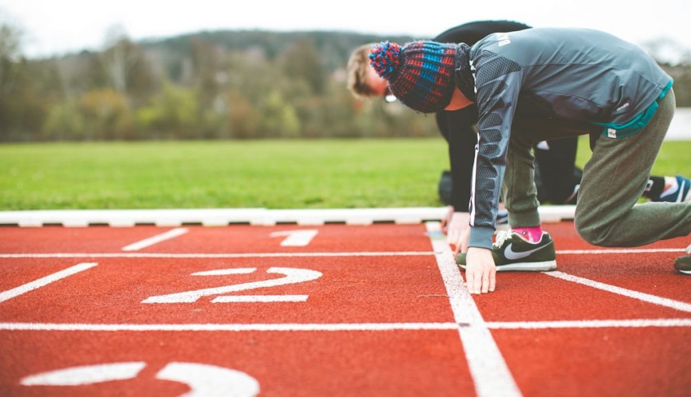 Plastic tartan track and field athletics stadium start block