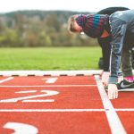 Plastic tartan track and field athletics stadium start block